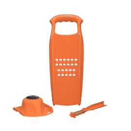 Börner Rösti PowerLine Grater Set (3 Pieces) • Vegetable Grater + Fruit Holder + Peeler • Vegetable Slicer for Rösti, Zucchini Buffer, Potato Puffer • Potato Kitchen Slicer • Colour: Orange