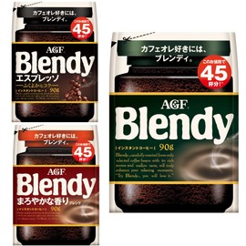 AGF Blendy Instant Coffee Bag, Drinking Comparison Set, 3.2 oz (90 g) x 3 Types, Refill Eco Pack, Water Soluble Coffee, Assorted Set, Assorted,