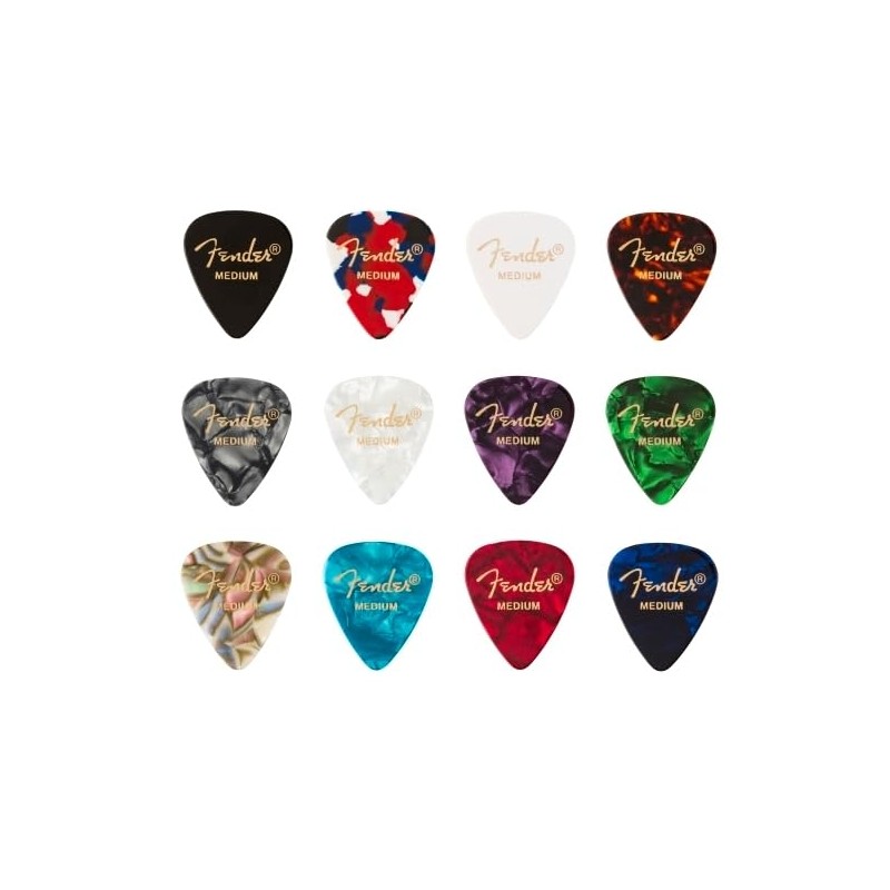 Fender Paquete de 12 Plumillas Premium de Guitarra, Celuloide, 351,