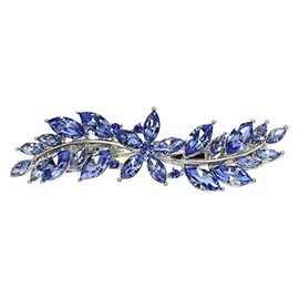Faship Gorgeous Blue Rhinestone Crystal Small Floral Hair Barrette Clip