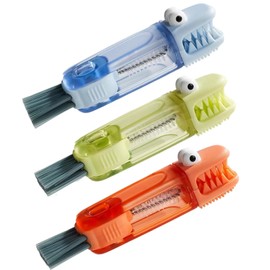Generic Multifunctional Bottle Cleaning Brush Set, Multifunction Silicone Cup Lid Gap Cleaner, Home Kitchen Crevice Cleaning Tools(3 Pcs), Blue,green,yellow