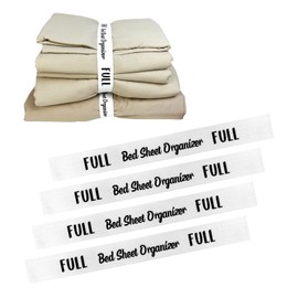 Jajahu Bed Sheet Organizer Bands for Linen Closet-Elastic Bed Sheet Storage Keepers Set Organizer Straps(Black) (4 Pack, Full)