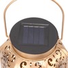 LED Solar Lantern Waterproof Hanging Metal Lamps Small Hexagonal Lantern