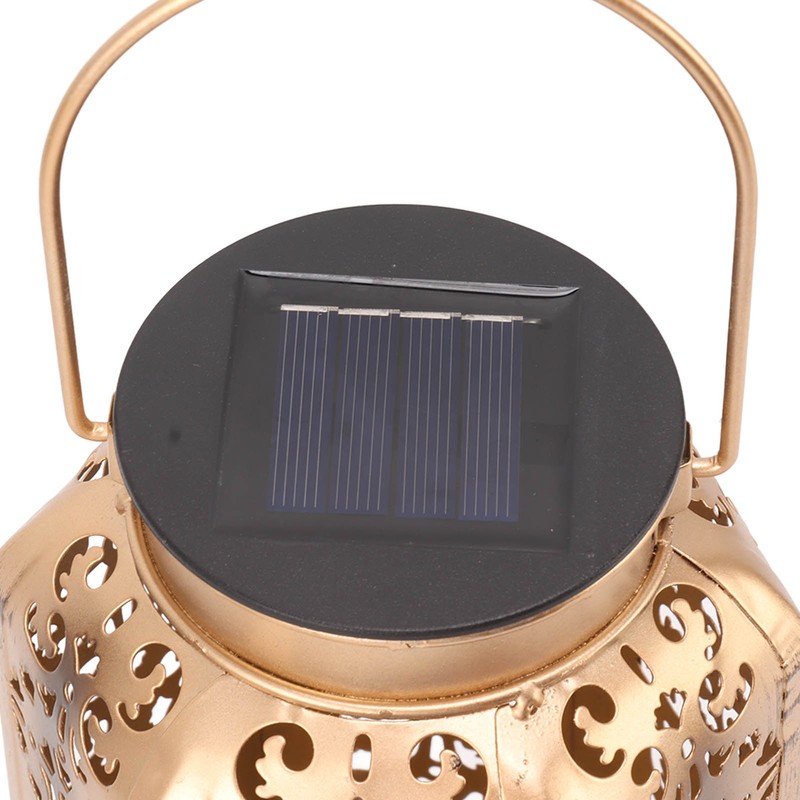 LED Solar Lantern Waterproof Hanging Metal Lamps Small Hexagonal Lantern