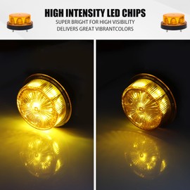 Ygmylandbb LED Strobe Warning Light, Yellow Flashing Strobe Beacon Light, 12V 24V Mini Round Roof Top Strobe Beacon Light for Forklift Vehicle Truck Golf Cart Tractor Automobile, Set of 2