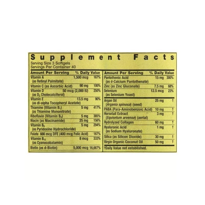 Spring Valley Hair Skin & Nails Dietary Supplement Gel Capsules