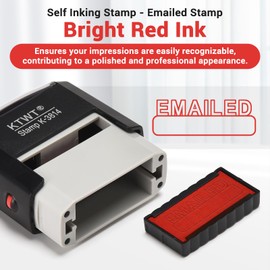 Emailed Self Inking Stamp, Refillable Stampers for Office - Business, Accounting, Bookkeeping, Coding, Legal, Notary, Work, Ordering, Inventory Stamps - Red Ink
