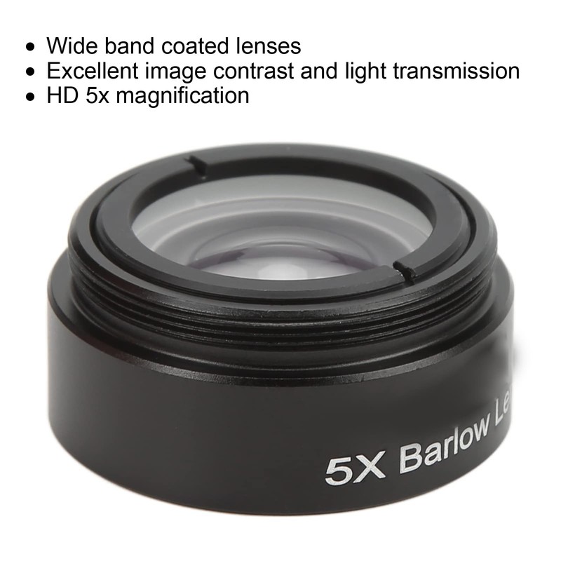 ASHATA Barlow Lens 5X,1.25 Inch Barlow Lens with M28.6 Threaded