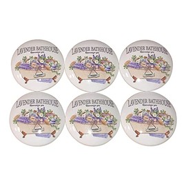 Twisted R Design Lavender Cabinet Knobs, Knobs for Kitchen Cabinets and Drawers, Matching Cabinet Knobs and Pulls, 1.5" Round Dresser Knobs (Set of 6 Lavender Bathhouse Wood Knobs)