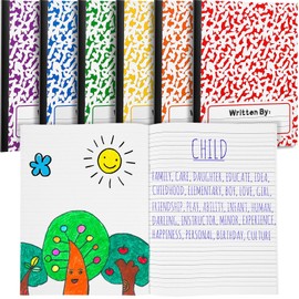 Henoyso 12 Pieces Primary Composition Notebook K-2 Primary Journal 9 3/4 x 7 1/2 Inch Blank Books for Kids to Write Stories 64 Page Writing Drawing Journal for Kids School Supplies