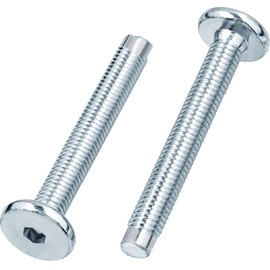 M8 (8mm x 60mm) Silver Flat Head Furniture Screw Hex Drive Socket with Metric Thread Fully Threaded with Dogpoint Furniture Bolts for Furniture Cots Beds Crib and Chairs (Pack of 12)