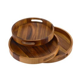 Kalmar Home LLC Set of 3 Round Serving Trays - Solid Bottom