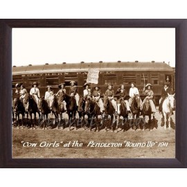 Pendleton 1911 Rodeo COWGIRLS 8x10 Framed  Broncs Stomper Roping & Trick Riding
