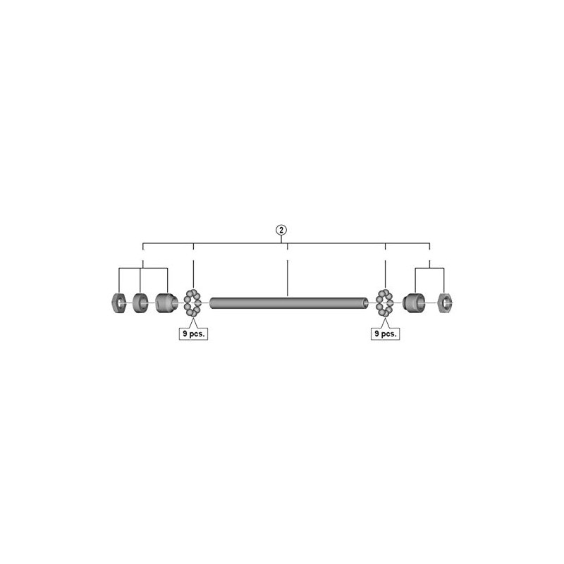 Shimano Spares FH-MT200-B complete hub axle, silver