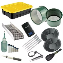 Gold Panning Kit  Black Gold Pans Mini Sluice Box & Gold Recovery
