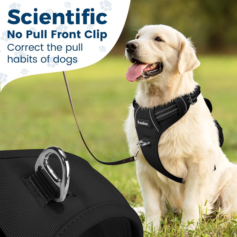 Funfox Dog Harness No Pull, Adjustable Dog Vest Harness, Super