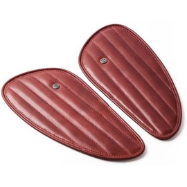 Trip Machine Company Genuine Leather Motorcycle Tank Pad – Handcrafted Crunch Leather Tank Protector – Premium Aesthetic Upgrade for Motorcycles (Leather Classic Stripes Cherry Red)