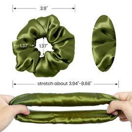 LilySilk Silk Hair Scrunchy, 100% Mulberry Silk Ponytail Holder, Frizz & Breakage Prevention, No Damage, Dark Green, 1 Count