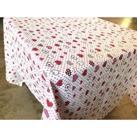 Zen Creative Designs Hearts and Dots Red Cotton Rectangle Tablecloth and Overlay Perfect for Baby Showers/Kids Birthday/Outdoor Picnics/Party Decor (36"x36")