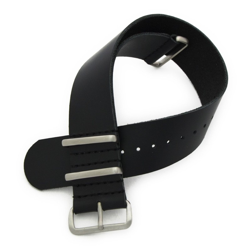 CASSIS[カシス] カーフ 時計ベルト TYPE NATO OIL LEATHER タイプナトーオイルレザー 22mm ブラック