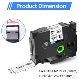USUPERINK 5 Pack Compatible for Brother P-Touch Label Maker TZe TZ Tape White 36mm 1.4 inch TZe-261 TZe261 TZ261 TZ-261 Black on White Laminated Label Tape for PT-P900 P900W P950NW D800W E800W