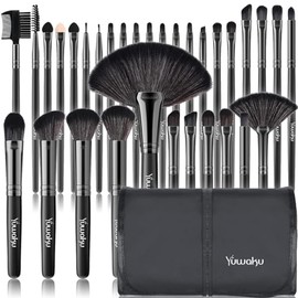 Juego de brochas de maquillaje Yuwaku de 32 piezas, brochas de maquillaje profesional, Kabuki, sombra de ojos, delineador de ojos, base, colorete,... 