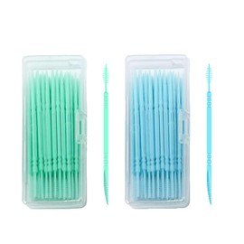 Toothpicks,Tooth Picks Flossers with Bristles,Double-Side Dental Picks,Plastic Toothpicks Disposable,Portable Package(40 Count×2Pack)