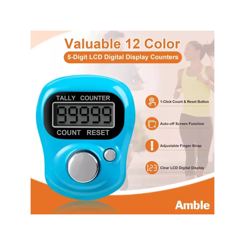 Ambel 앰블 12팩 전자 핑거 카운터 5자리 LCD 디지털 디스플레이