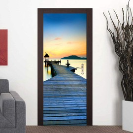 KACOLOR 3D Stairs Art Door Sticker for Bedroom Livingroom Bathroom, 2PCS Wall Decal Self-Adhesive Waterproof Removable Door Murals Wallpaper Home Decoration (KA-F009)