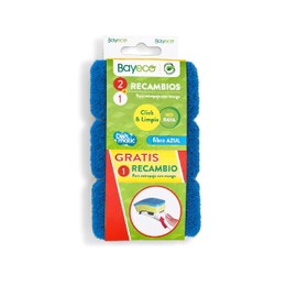 Bayeco Pack of 3 Blue Replacement Sponge with Handle, No Streaks, Specially Designed for Delicate and Non-Stick Surfaces, High Strength and Durability, Easy to Apply