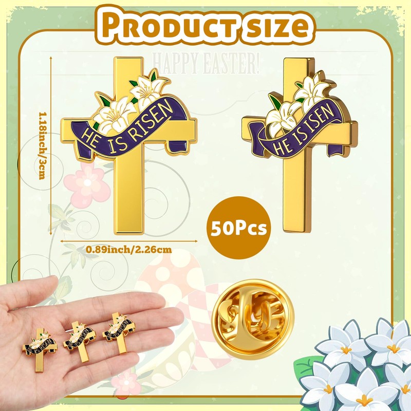 Kigeli 50 Pcs First Communion Religious Christian Cross Brooch Pin