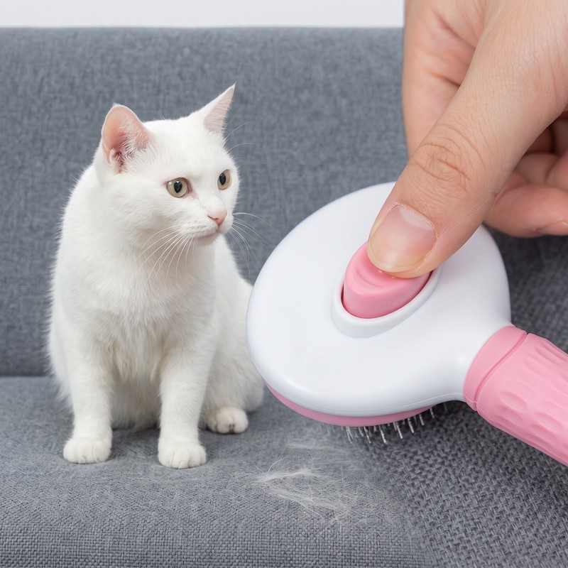 Pet Grooming Brush for Dogs & Cats – One-Button Hair