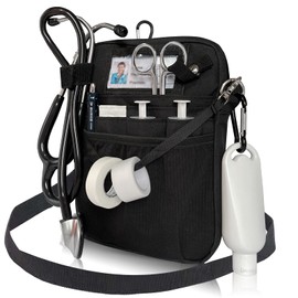 VIPOKO Nurse Fanny Pack with Belt Pouch Medical Gear Pocket Tape Holder and Utility Belt Pack for Stethoscopes Bandage Scissors Other Medical Supplies Students and Nurse Use Black, Black, Small