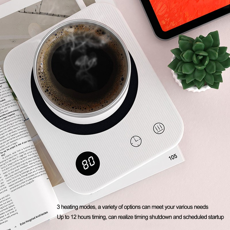 Coffee Warmer White 3 Heating Modes Timing Function Smart Insulation