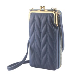 Kososuru PU Leather Small Crossbody Phone Bag for Women,Cell Phone Wallet Kiss Lock Shoulder Bag, Zipper Cash Pocket Purse with Credit Card Slots (Blue)