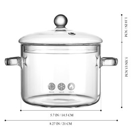 Clear Glass Pots for Cooking on Stove, Glass Stew Pot Glass Soup Pot With Lid Kitchen Stockpot Glass Cooking Pot Thickened Stock Pot Large Serving Bowl Simmer Pot for Stove (1.5L / 51OZ)