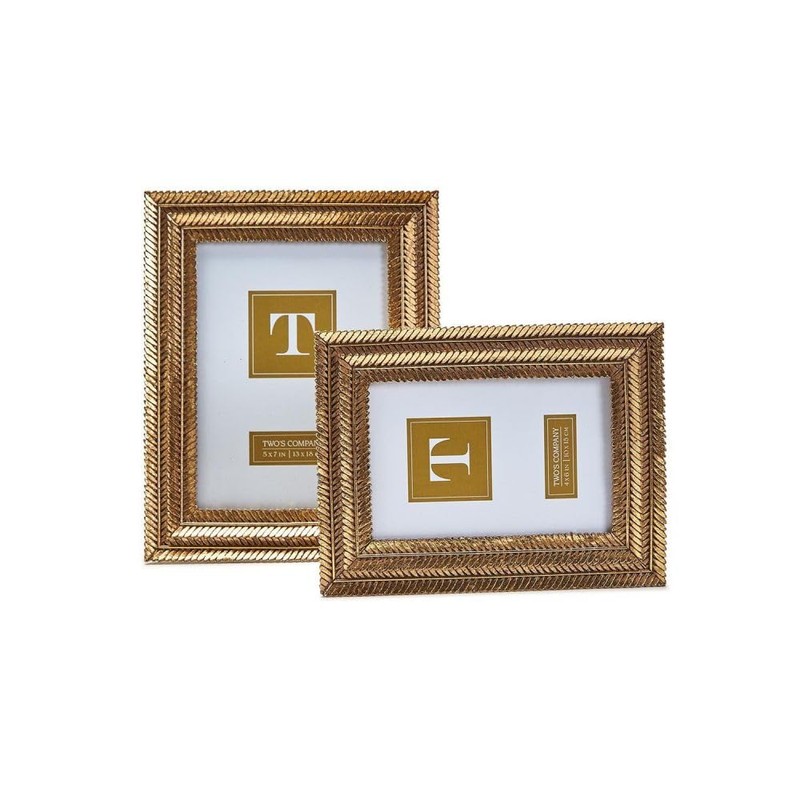 Two's Company Gold Fern Set of 2 Photo Frame Includes