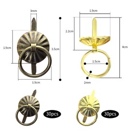 FRUHLING Pack of 60 Mini Brads with Pull Rings Metal Brads Scrapbooking Brads Pattern Bag Clips Paper Clasps for Decorative Jewellery Box Gift Boxes Diaries Drawers