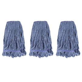3 Pack Looped-End String Wet Mop Head Refills: Commercial Heavy Duty String Wet Mop Replacement for Rubbermaid - Industrial Wet Mop Refill for Floor Cleaning for Multi-Surface Floors