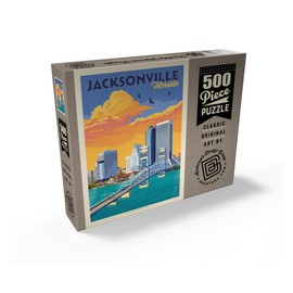 MyPuzzle Jacksonville, FL, Vintage Poster - Premium 500 Piece Jigsaw Puzzle for Adults