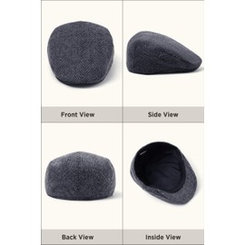 BABEYOND Men's Flat Cap Newsboy Hats Herringbone Tweed Cabbie Hat for Men 1920s Ivy Irish Driving Hats Gatsby Hat