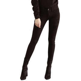 Kan Can Women's Low Rise Ankle Skinny Jeans - Distressed - KC6050 BK 7/27