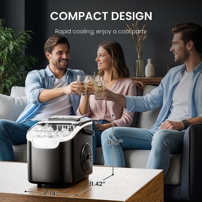 Countertop Ice Maker Machine – 8 Bullet Ice in 6