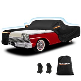 Car Cover for Ford Ranchero 1957-1959 1968-1979, Waterproof 210D Oxford Cloth and Cotton Cover Outdoor Full Car Covers with Zipper Windproof Heavy Duty All Weather Protectio