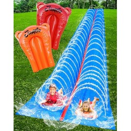 Slip n Slide, 20ft x 6ft Lawn Water Slides for Teenagers and Adults, Summer Slip Waterslides Water Toy with Build in Sprinkler for Backyard Outside Water Fun for Kids Ages 8-12（18 Stakes, Blue）