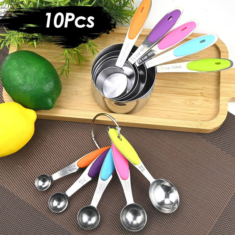 10 Pcs Measuring Cups and Spoons Set, Premium Stainless Steel