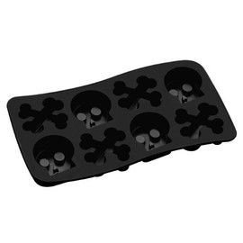 Decorative Ice Cube Tray With 8 Skull & Crossbones Made of Black TPR