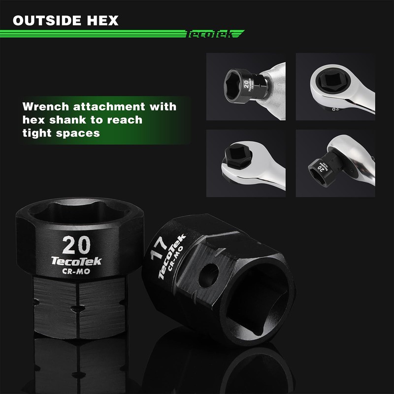 TecoTek 15-Piece 1/2-Inch Drive Metric Low Profile Impact Socket Set,