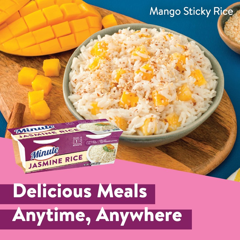 Minute Ready-to-Serve Jasmine Rice, Microwavable Rice Cups, 8.8-Ounce Cups (Pack