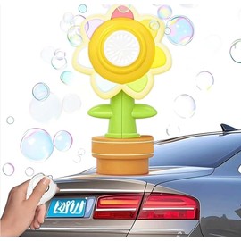 Sunflower Bubble Machine, roof Remote Control Bubble Machine, can Shake with Light, Suitable for Cars, Electric Cars, Bicycles, 10 Bubble Liquids